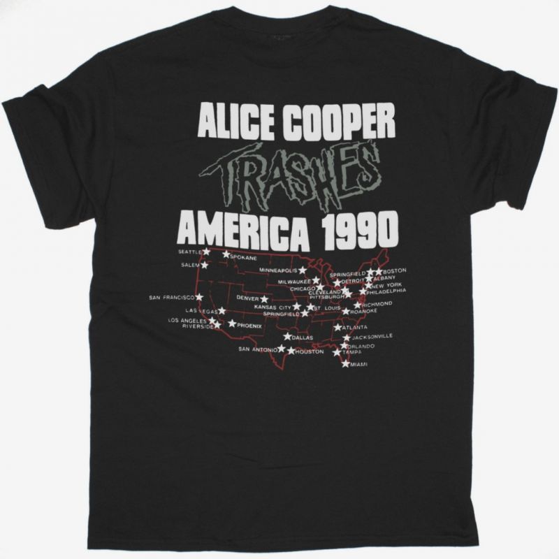 ALICE COOPER TRASHES AMERICA 1990 TOUR NEW BLACK T SHIRT