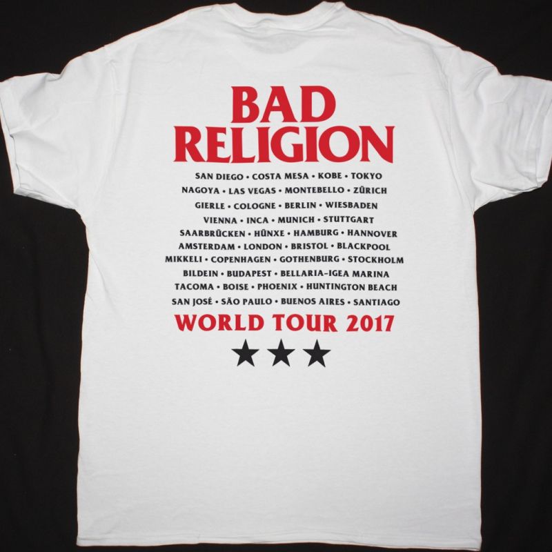 BAD RELIGION SKELETON SAM 2017 WORLD TOUR NEW WHITE T SHIRT