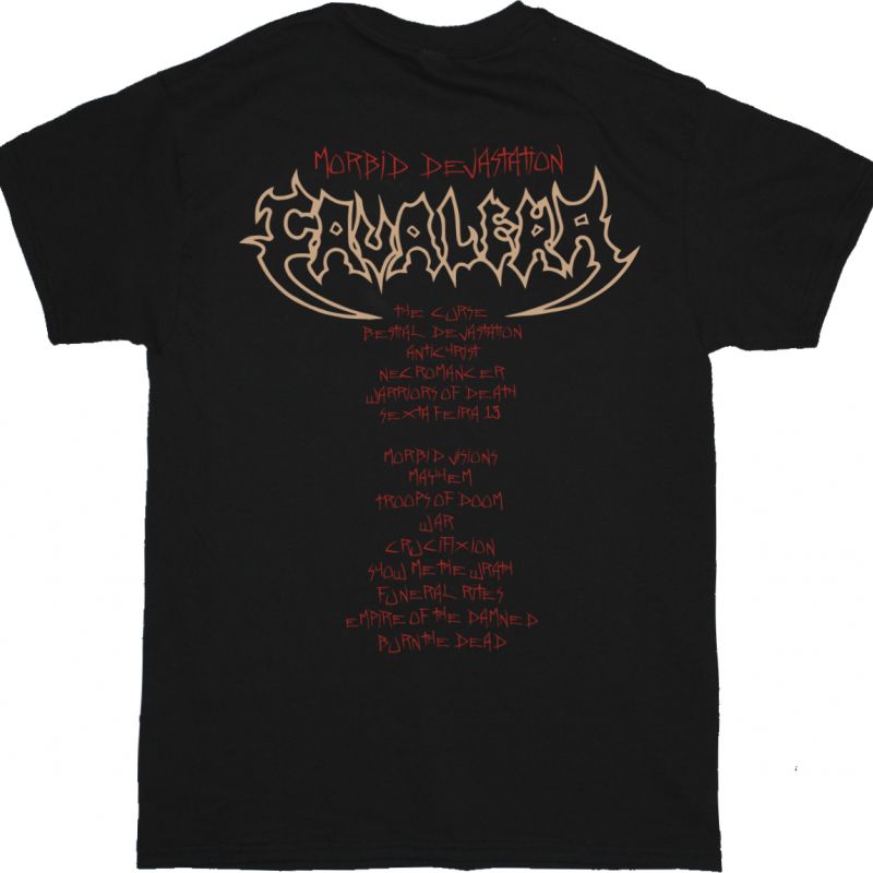 CAVALERA MORBID DEVASTATION TRACK LIST NEW BLACK T SHIRT
