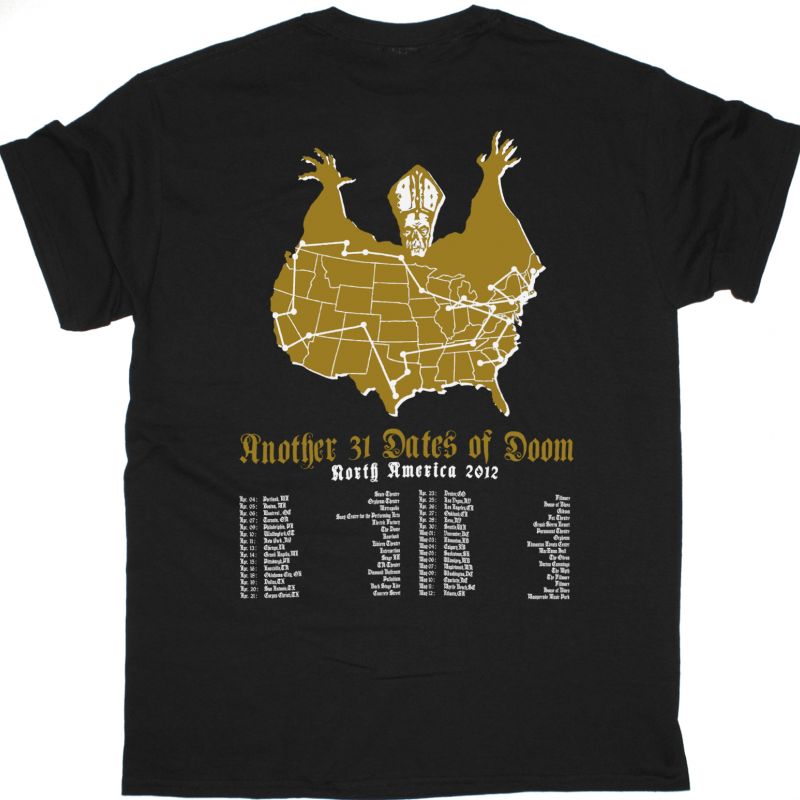GHOST ANOTHER 31 DATES OF DOOM NORTH AMERICAN 2012 TOUR NEW BLACK T-SHIRT