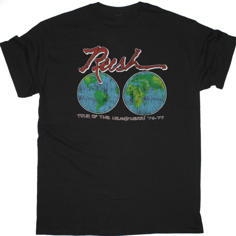 RUSH HEMISPHERES WORLD TOUR 1978-79 NEW BLACK T-SHIRT