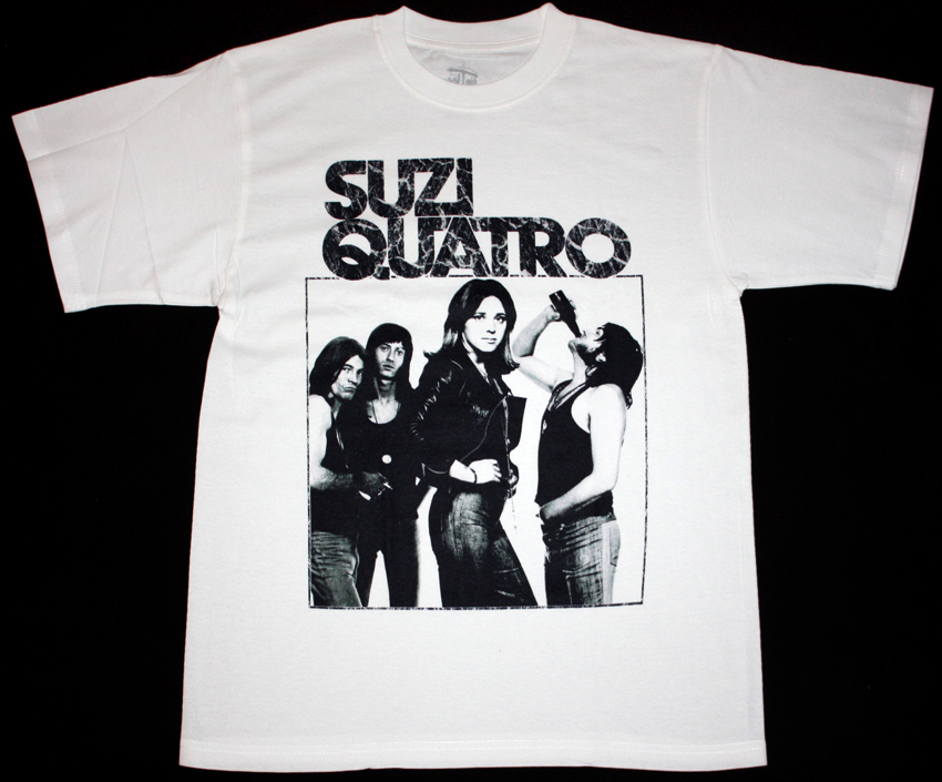 SUZI QUATRO 48 crash Blanc T shirt hard rock SWEET Nazareth Slade Smokie
