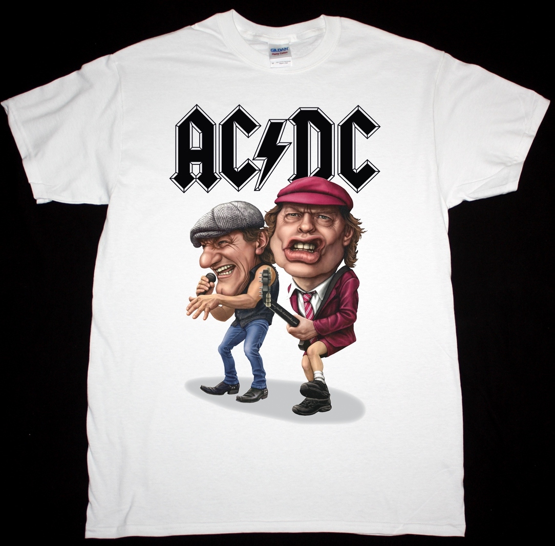 AC DC BAND CARTOON AC DC NEW WHITE T SHIRT Best Rock T shirts