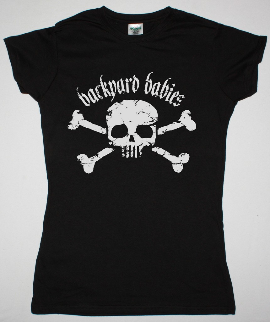 Backyard Babies Girlie Old Skull New Lady Black T Shirt