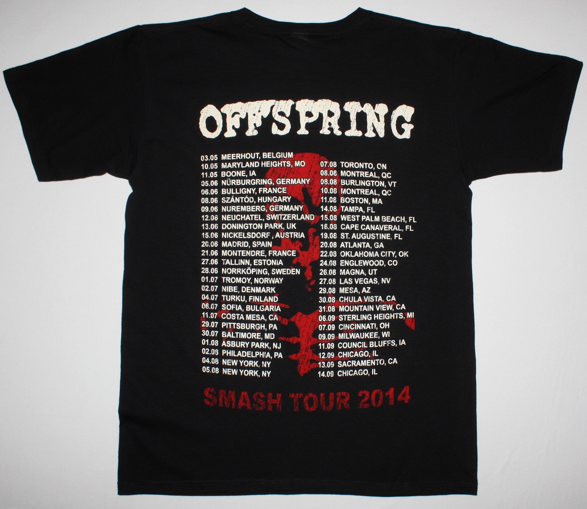 THE OFFSPRING SMASH TOUR 2014 NEW BLACK T-SHIRT
