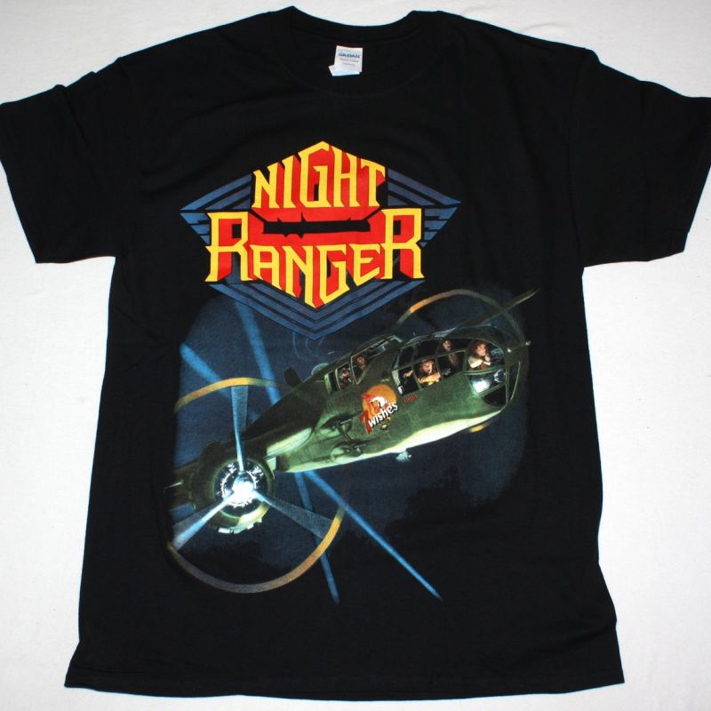 NIGHT RANGER 7 WISHES 1985 NEW BLACK T-SHIRT - Best Rock T-shirts