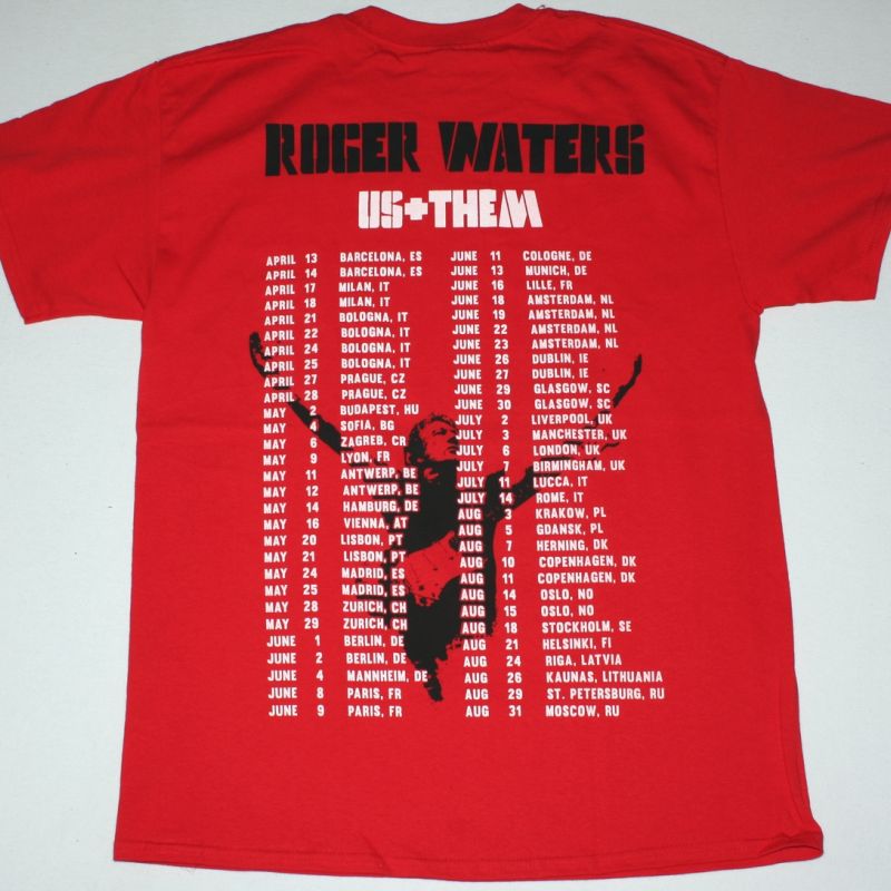 ROGER WATERS US+THEM TOUR 2018 NEW RED T-SHIRT