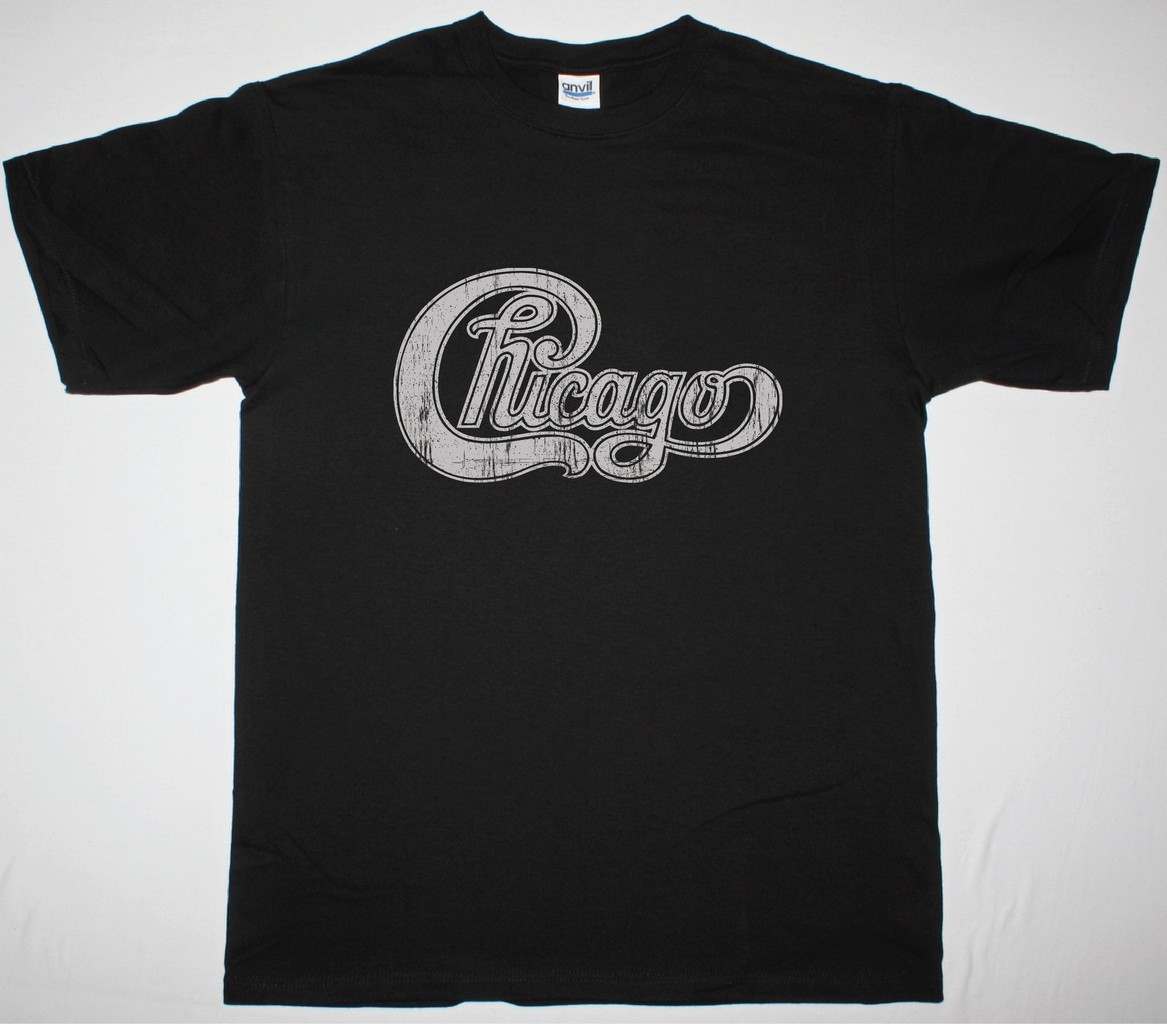 CHICAGO LOGO NEW BLACK T-SHIRT - Best Rock T-shirts