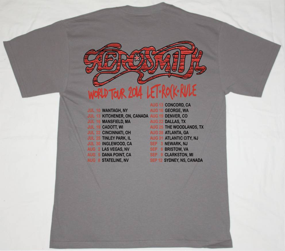 AEROSMITH AEROSMITH LET ROCK RULE TOUR 2014 NEW GREY CHARCOAL T-SHIRT