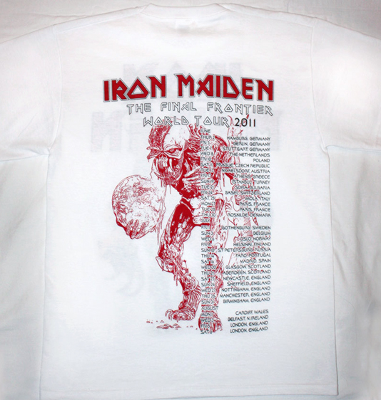 IRON MAIDEN THE FINAL FRONTIER TOUR 2011 NEW WHITE T-SHIRT