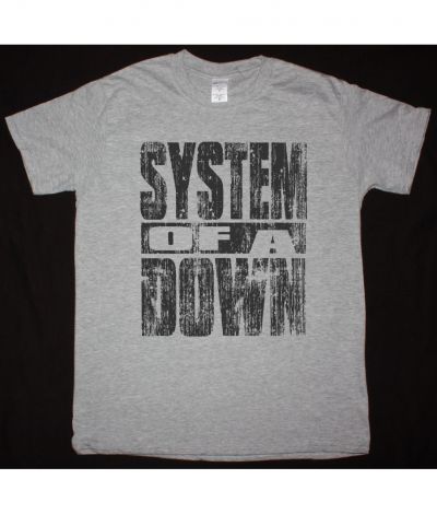 SYSTEM OF A DOWN DISTRESSED LOGO NEW SPORTS GREY T SHIRT
