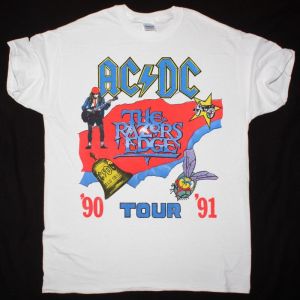 AC DC THE RAZORS EDGE TOUR 90-91 AC/DC NEW WHITE T-SHIRT