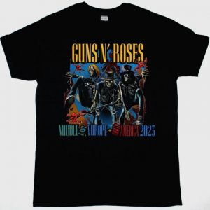 GUNS N ROSES 2023 TOUR NEW BLACK T-SHIRT