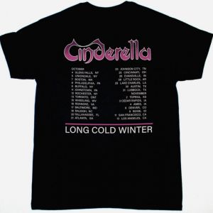 CINDERELLA LONG COLD WINTER TOUR NEW BLACK T SHIRT