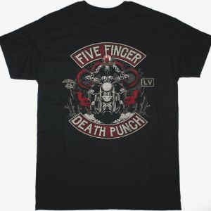 FIVE FINGER DEATH PUNCH BIKER SKULLY NEW BLACK T-SHIRT