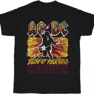 AC DC BLOW UP YOU VIDEO EUROPEAN TOUR AC/DC NEW BLACK T-SHIRT