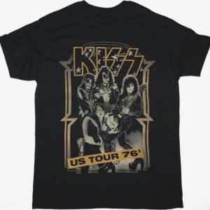 KISS US TOUR 76 NEW BLACK T-SHIRT