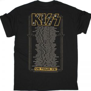 KISS US TOUR 76 NEW BLACK T-SHIRT