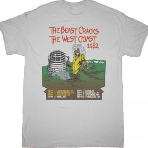 IRON MAIDEN THE BEAST CRACKS WEST COAST NEW GREY T-SHIRT