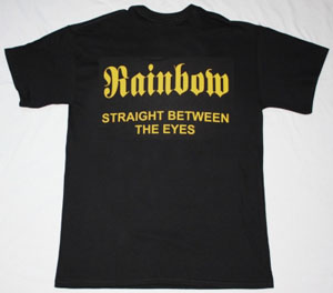 RAINBOW STRAIGHT BETWEEN THE EYES'82 NEW BLACK T-SHIRT