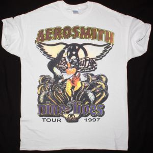 AEROSMITH NINE LIVES TOUR 1997 NEW WHITE TSHIRT
