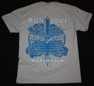 BON JOVI WHAT ABOUT NOW BECAUSE WE CAN 2013 TOUR EUROPE NEW SPORT GREY T-SHIRT