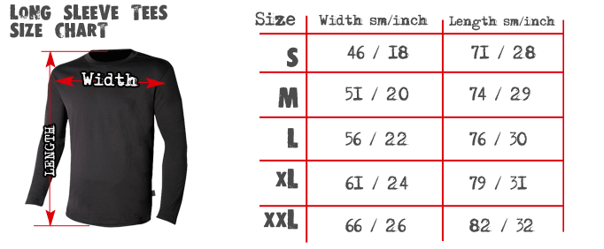 Razer Long Sleeve T-shirt Size Chart